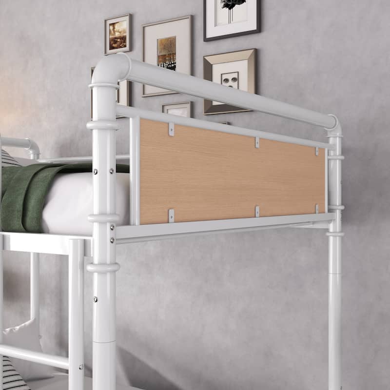 Twin XL over Twin XL Metal Bunk Bed, Industrial Detachable Bunkbeds with Safety Guard Rails for Teens