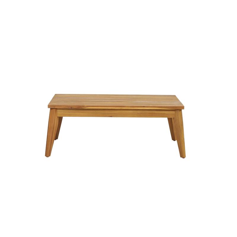 4-Piece Outdoor Acacia Wood Chat Set with Loveseat, 2 Chairs & Table