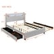 preview thumbnail 2 of 13, Teddy Fleece Upholstered Wingback Bed Frame wPull-out Trundle Bed, LED Light Bars and 2 Drawers, Modern Platform Bed for Bedroom