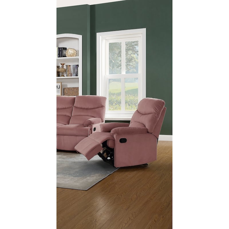 Luxurious Velvet Blush Pink Color 1pc Motion Recliner Chair Couch Manual Motion Plush Armrest Living Room Furniture Chair