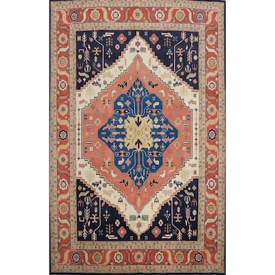 Hand Knotted Oriental 100% Wool Carpet Traditional Medallion Oranges & Rust Ziegler Area Rug - 11' 8'' X 8' 11''