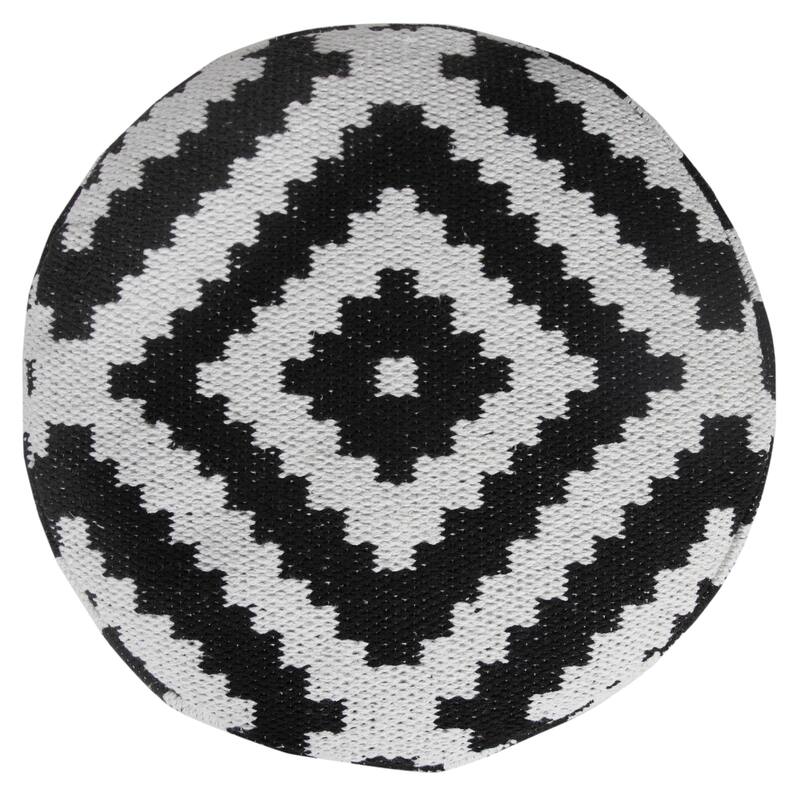 HomeRoots 18" Black Cotton Blend Ottoman