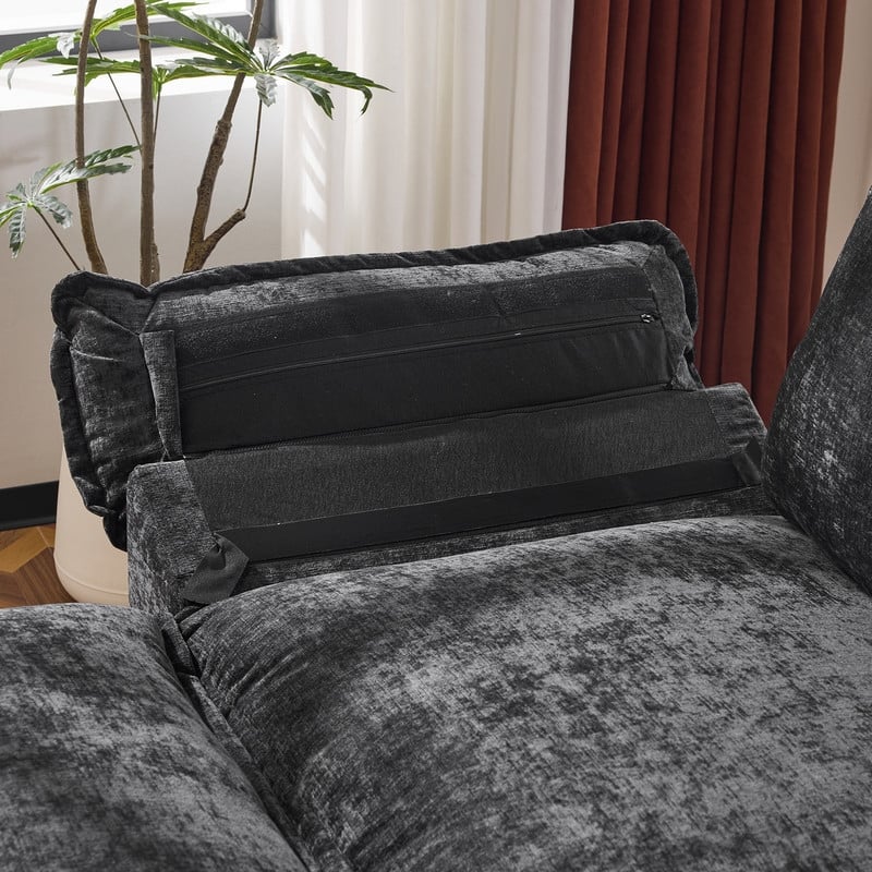 Full KD Double Cushion Chenille Sofa with Ottoman