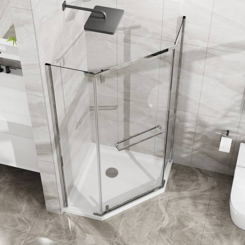 Innovative Corner Shower Enclosure for Compact Bathrooms with Advanced Features - Chrome