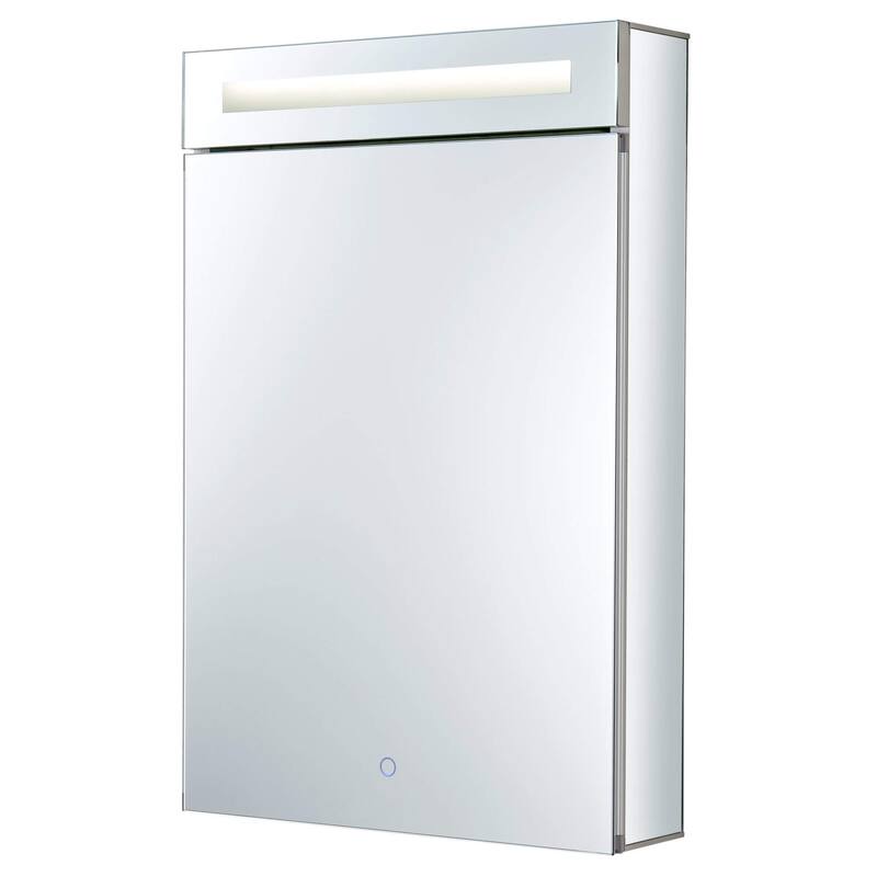 Bathroom Medicine Cabinet, Aluminum, Recessed/Surface Mount, Mirrored Interior w/LED - 20 x 30 - Left Hand