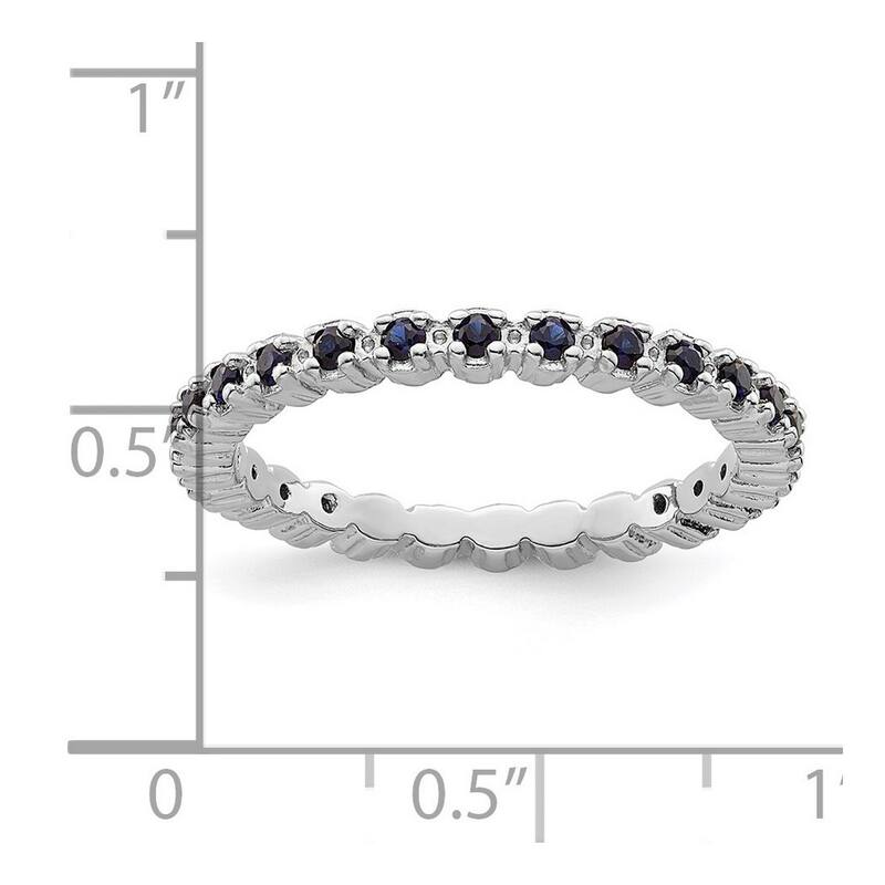 Curata 925 Sterling Silver Polished Prong set Patterned Stackable Expressions Created Sapphire Ring