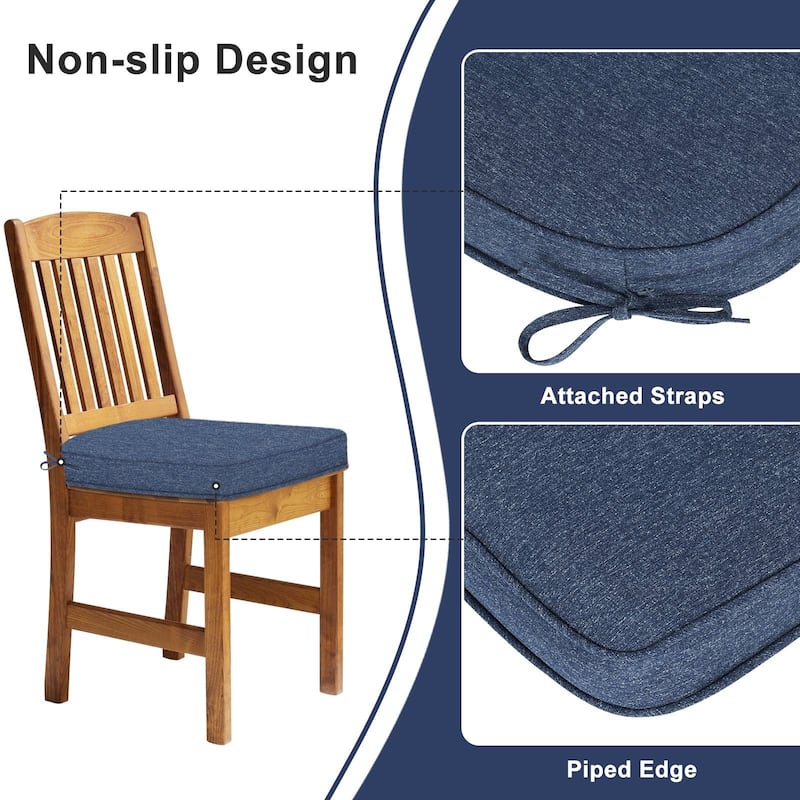Aoodor Outdoor Dining Chair Cushions Set of 4, Outdoor Chair Pads with Ties, 20 x 19 inch - 20"x19"