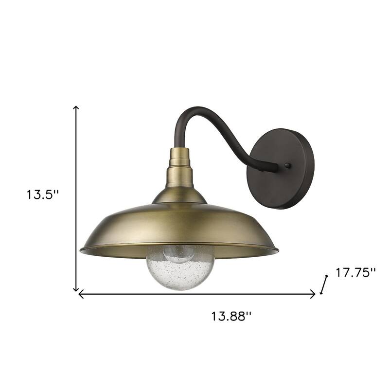 1-Light Outdoor Flush Mount Wall Light with Clear Seedy Glass Shade and Steel Fixture Garden Lighting