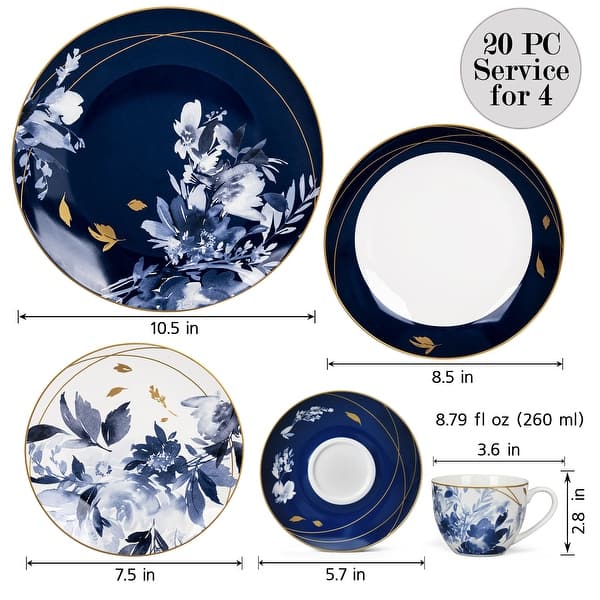 STP Goods Moonlight Bone China Dinnerware Set of 20 for 4 On Sale