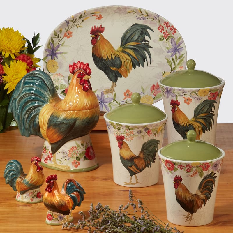 Certified International Floral Rooster Square Platter 12.5" - 12.5" x 12.5"
