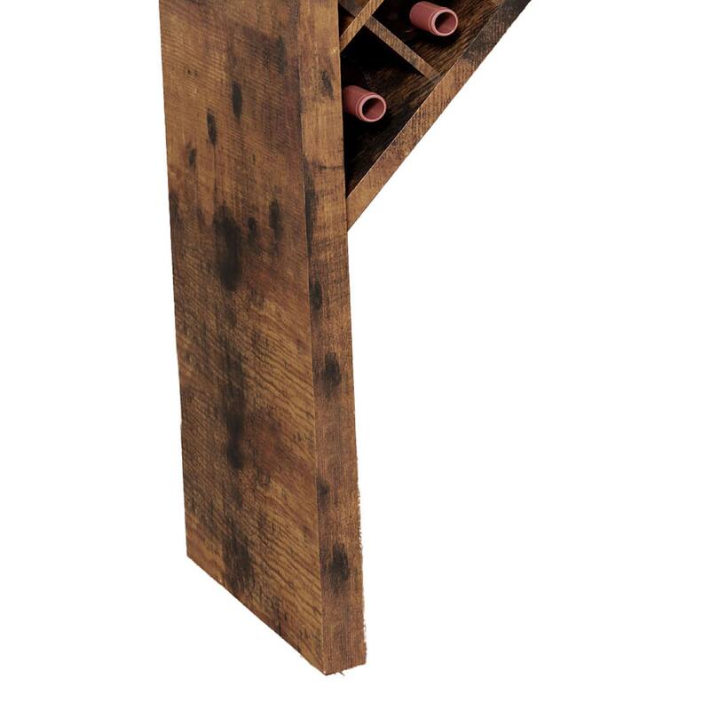 Bar Height Table, Glass Racks w Bottle Holders, 73 Inch Classic Brown