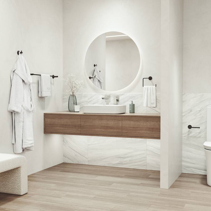 VIGO Cass 4-Piece Bathroom Hardware Accessory Set with 24 in. Towel Bar, Toilet Paper Holder, Hand Towel Holder, Hook