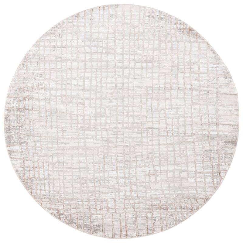SAFAVIEH Parker Tasja Modern & Contemporary Rug - 6'7" Round - Taupe/Beige Gold