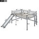 preview thumbnail 5 of 28, Full Size Low Loft Bed with Ladder and Slide, Space-saving, Gray