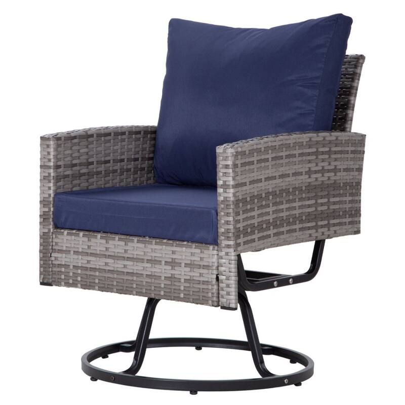 10-Piece Gray Wicker Patio Conversation Set,6 Sofas, 2 Swivel Chairs,2 Table