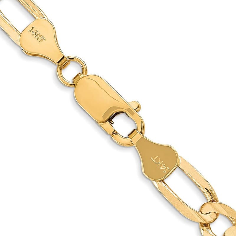 Curata 14k Yellow Gold Solid Polished 6mm Concave Open Figaro Chain Bracelet Lobster Claw
