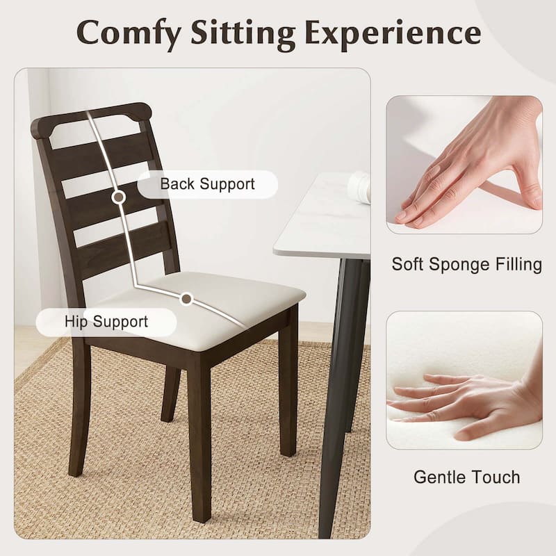 Set of 2/4 Wooden Dining Chairs Upholstered Kitchen Armless Chairs