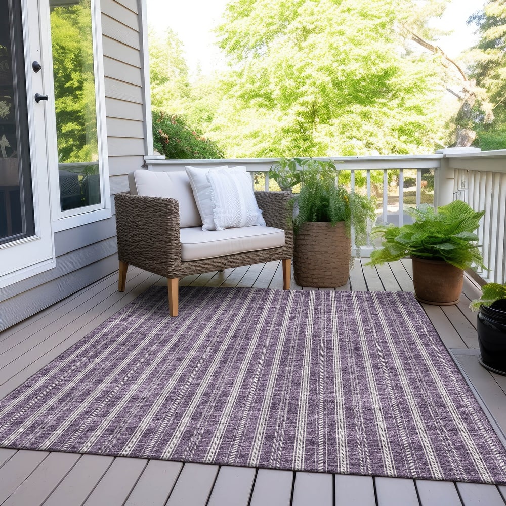 Machine Washable Indoor/ Outdoor Chantille Stripe Twist Rug
