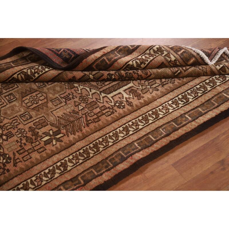 Tribal Gharajeh Persian Vintage Runner Rug Handmade Wool Carpet - 3'5"x 12'8"