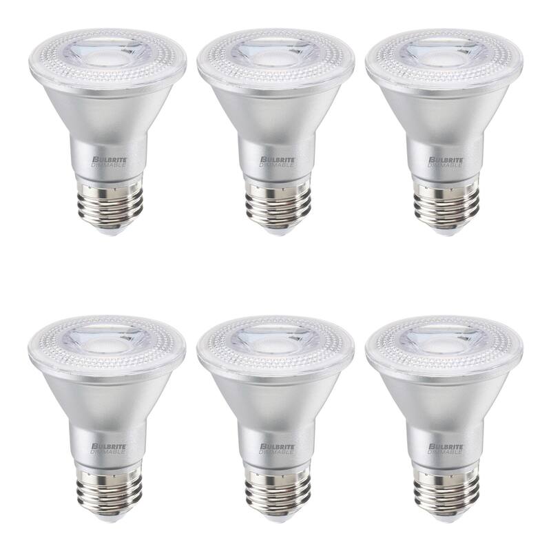 Bulbrite Pack of (6) 7 Watt Dimmable Flood PAR20 Medium (E26) LED Bulb - Flood PAR20 - 500 Lumens, 3000K, and 80 CRI