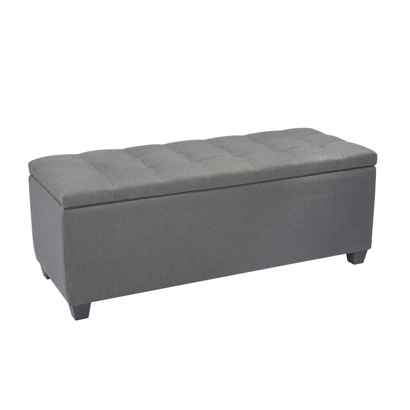 Porthos Home Ved Storage Bench, Flip Top, Fabric Upholstery - Dark Grey