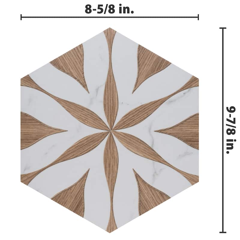 Merola Tile Llama Flower Loire Noce 8-5/8" x 9-7/8" Porcelain Floor and Wall Tile