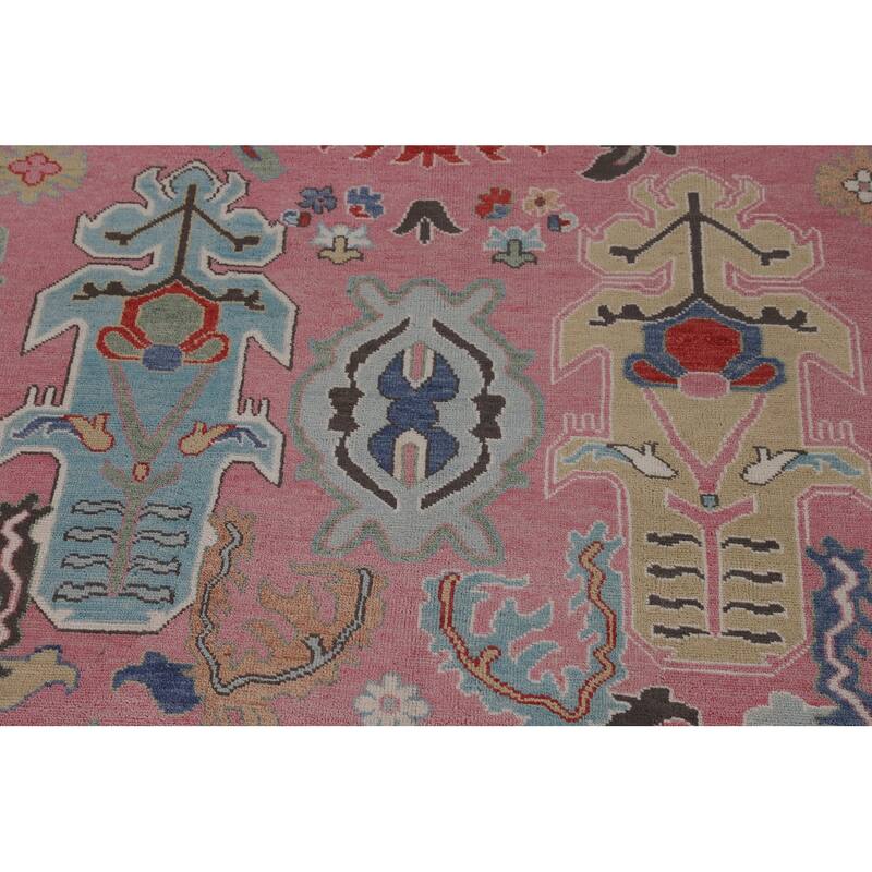Pink Oushak Oriental Large Area Rug Handmade Wool Carpet - 9'6"x 13'9"
