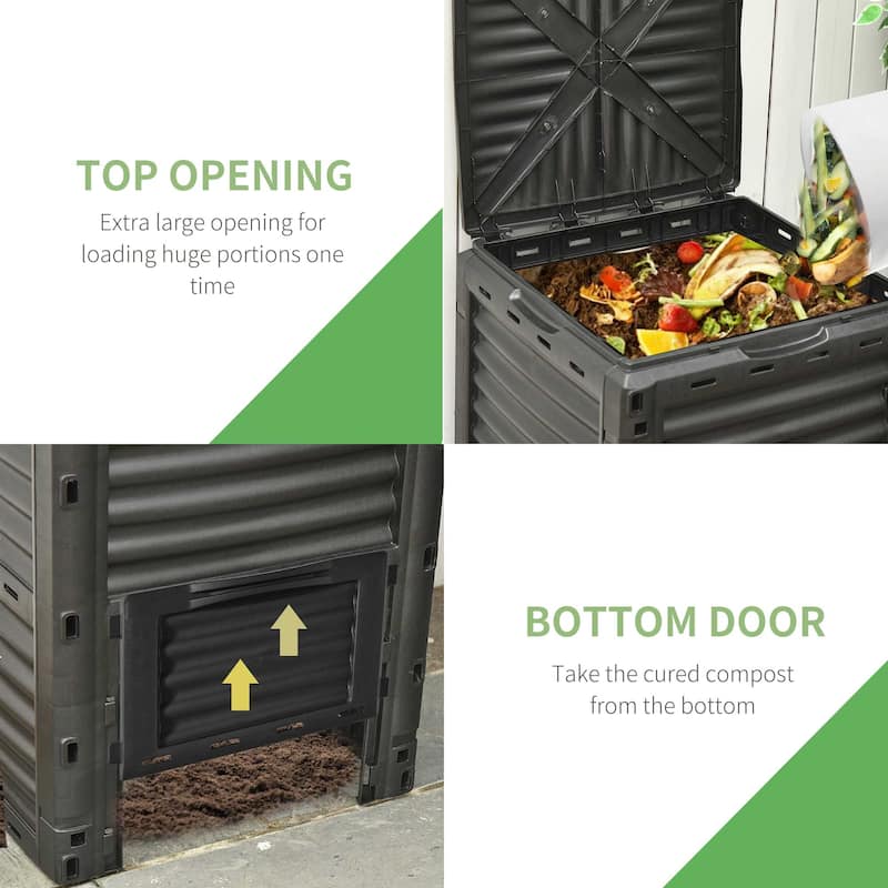 Outsunny Garden Compost Bin Large Outdoor Compost Container 80 Gallon Fast Creation of Fertile Soil Aerating Compost Box