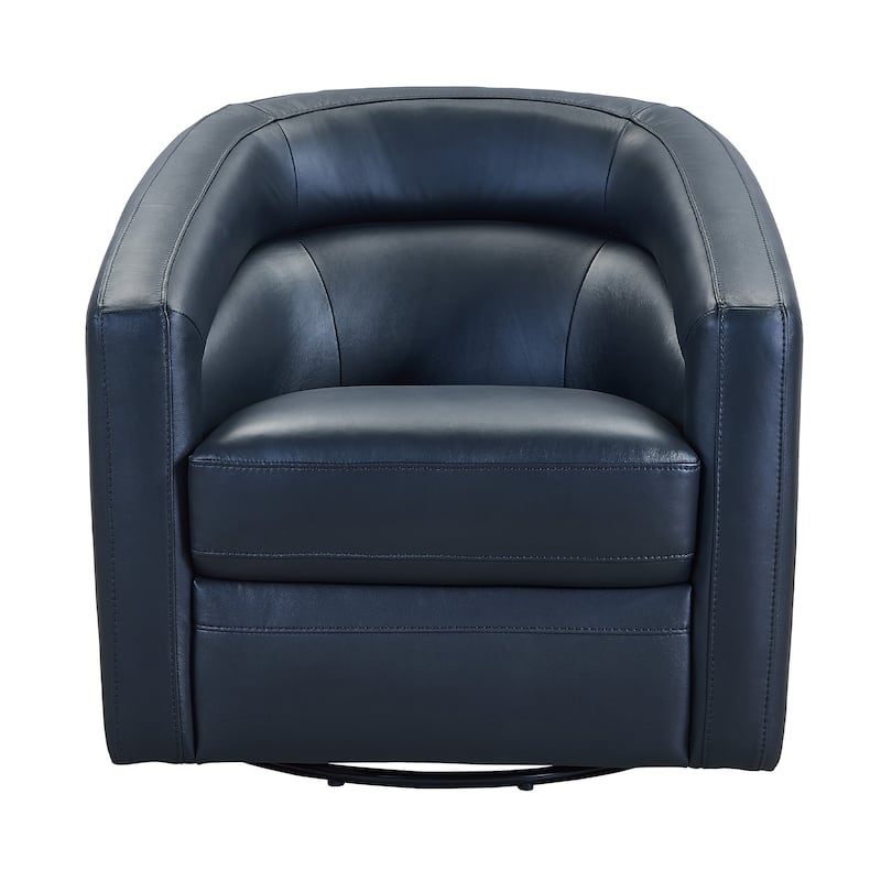 Desi Leather Swivel Barrel Arm Chair for Living Room
