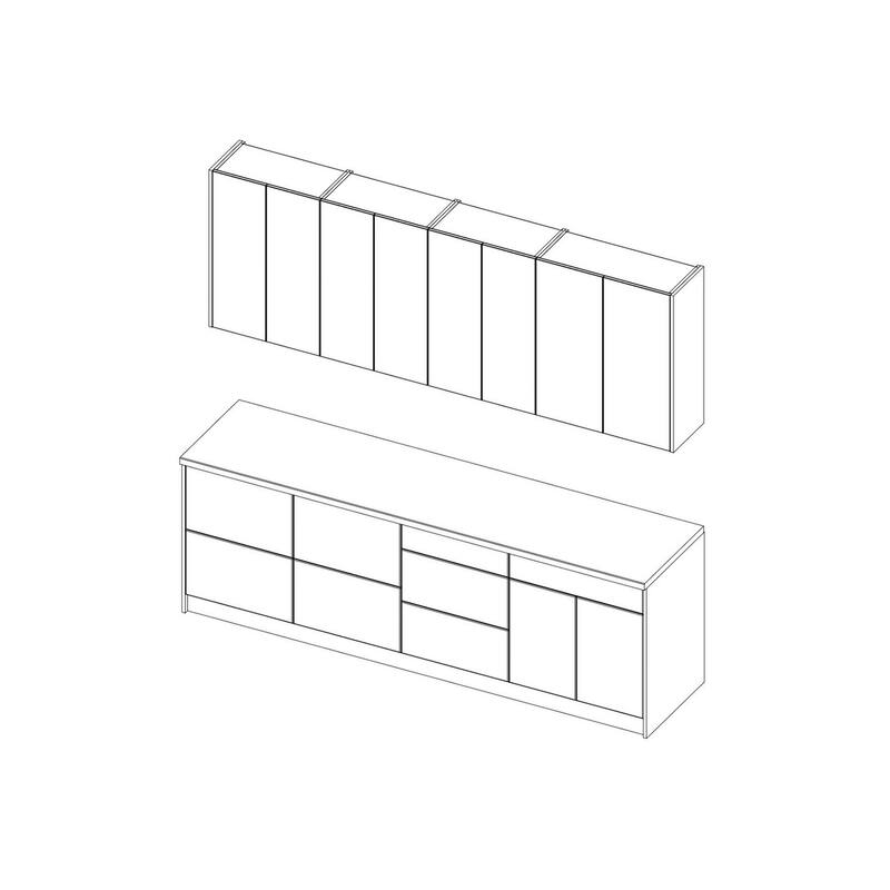 Kitchen Fusion Collection White Gloss Color Base Size 8.5Ft Wide - 103x24