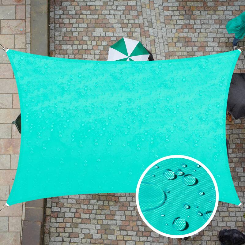 ColourTreeUSA Rectangle Waterproof Sun Shade Sail HDPE Mesh Fabric Screen Canopy UV Block 220 GSM - 7' x 12' - Turquoise