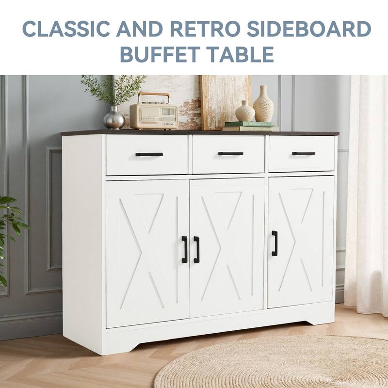 42.6" Wide TV Stand Console with 3 Storage Drawer