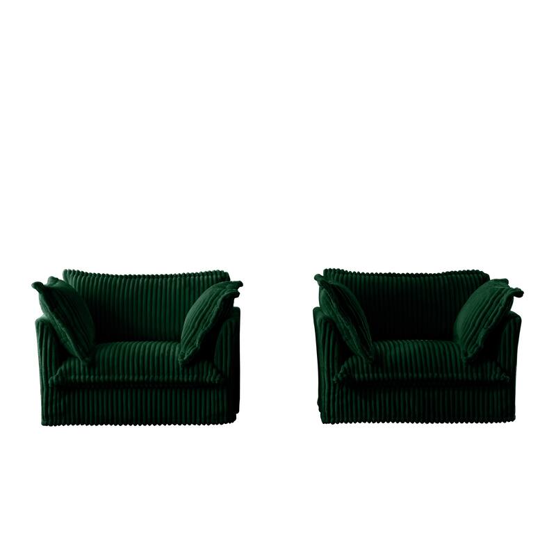 Living Room Chairs Set of 2, Oversized Reading Chair, Corduroy Upholstered Armchair with Deep Seat for Bedroom Reading Spaces