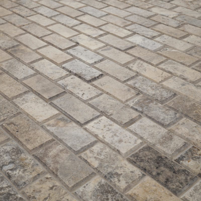 Ackland AKM-S-2X4BSWH-CA 12" x 12" Marble and Travertine Brick Wall