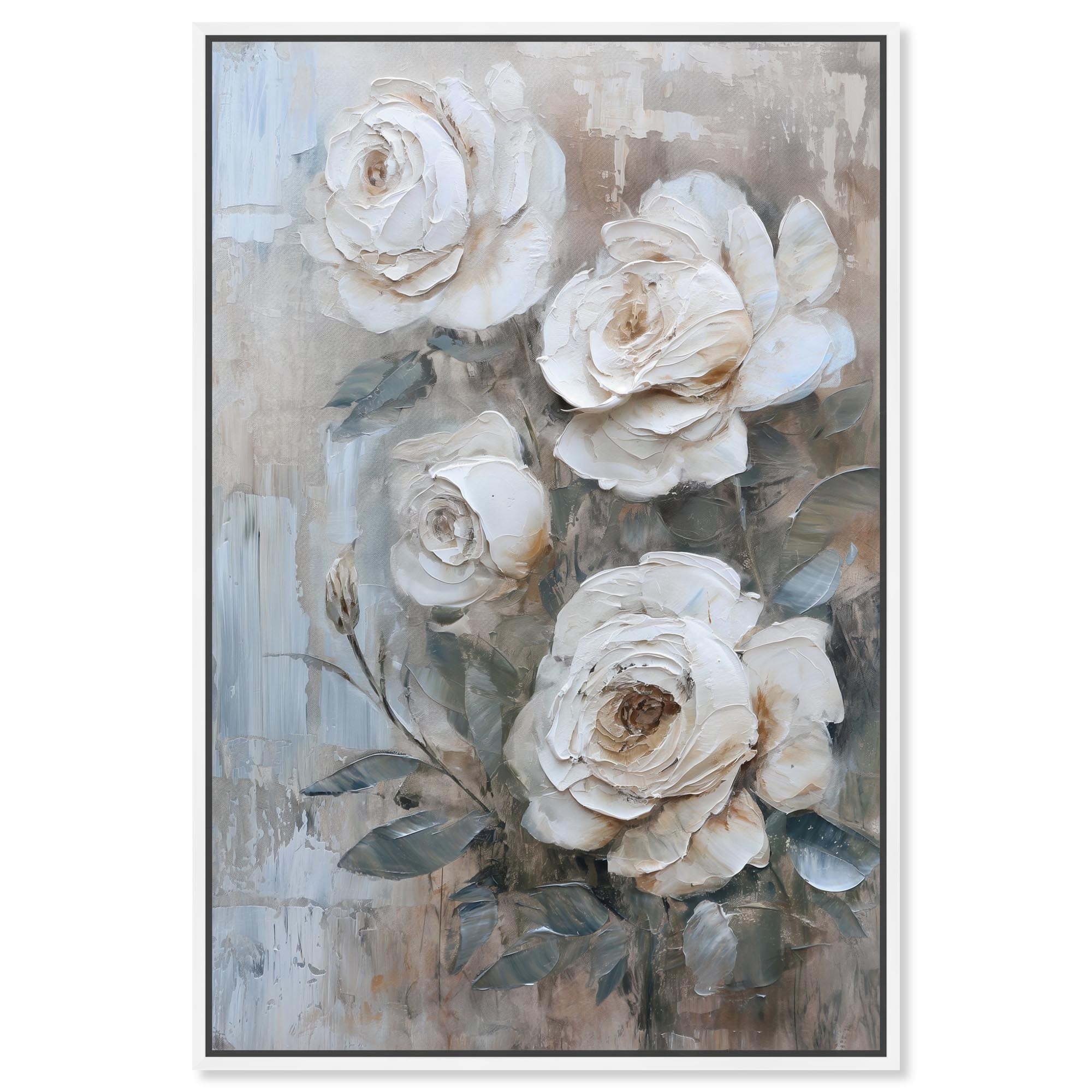 White Mirage I Floral Wall Decor Framed Canvas Print by Art Remedy