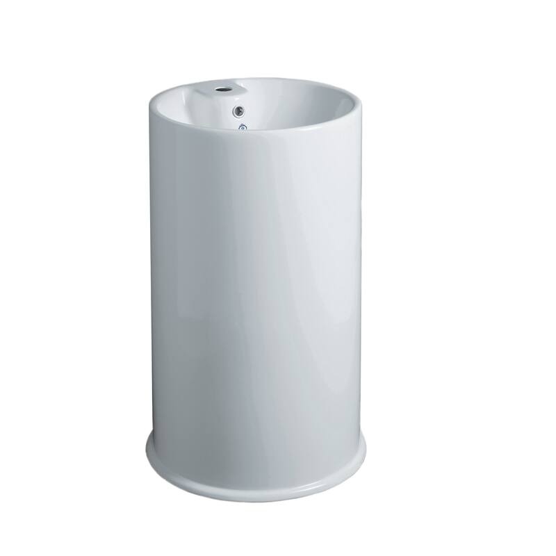 Whitehaus Britannia Freestanding Cylindrical Shaped Bathroom Basin - White