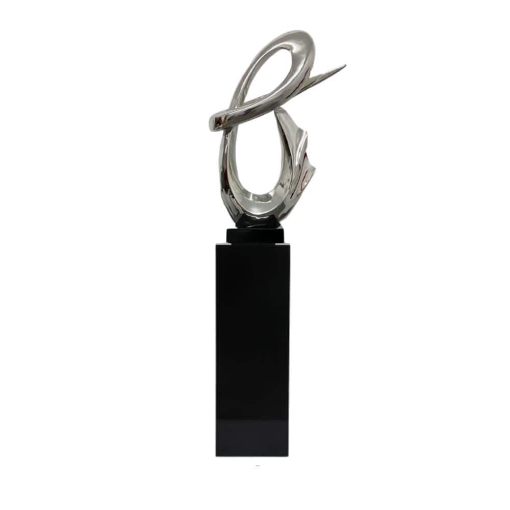 Finesse Decor Fluid Abstract Sculpture with Black Base