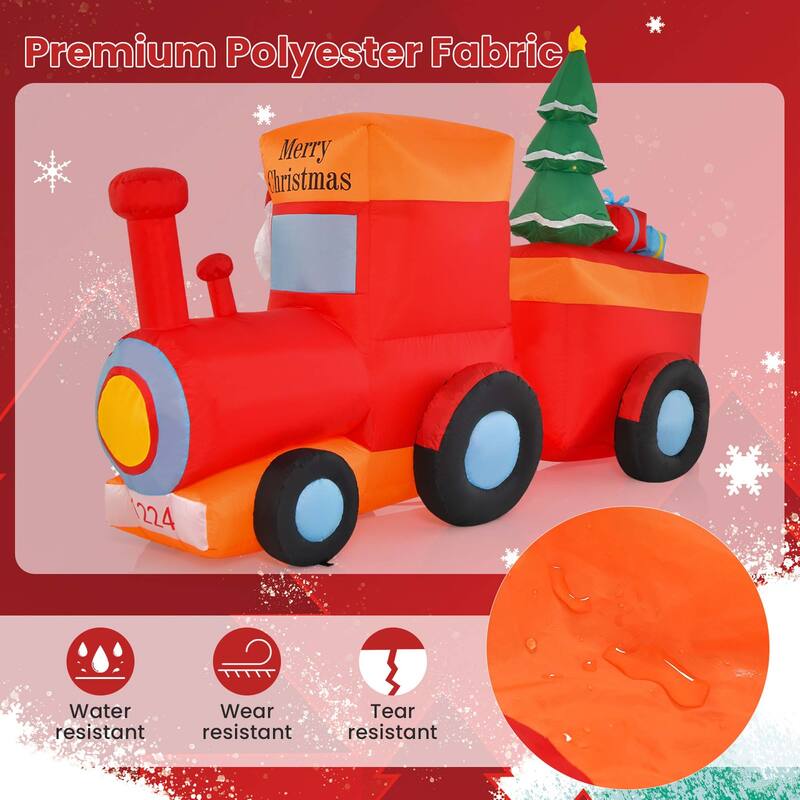 8 FT Christmas Inflatable Santa Train Decoration with Santa Claus Deer