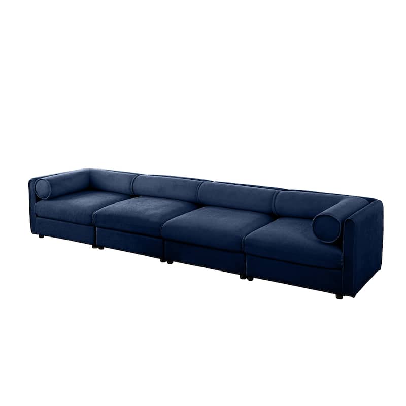 Modern 4 Deep Seat Modular Sofa with Storage, Cylindrical Backrest & Armrests