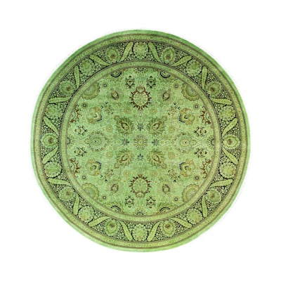 Overdyed One-of-a-Kind Hand-Knotted Area Rug - Green - 9' 1" x 9' 1"