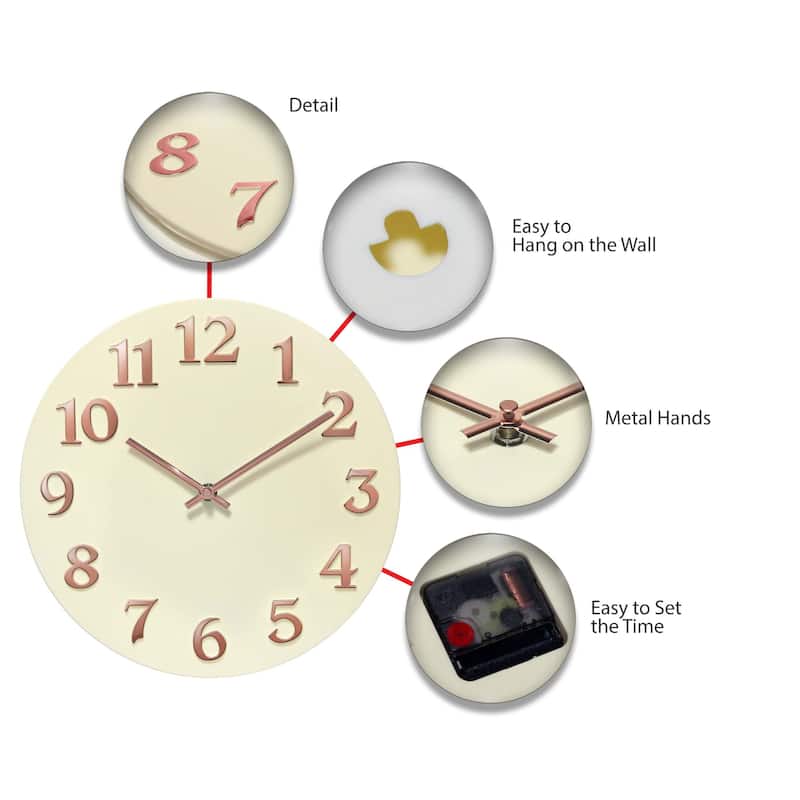 Infinity Instruments Vogue 12-inch Round Wall Clock - 12 x 1.25 x 12