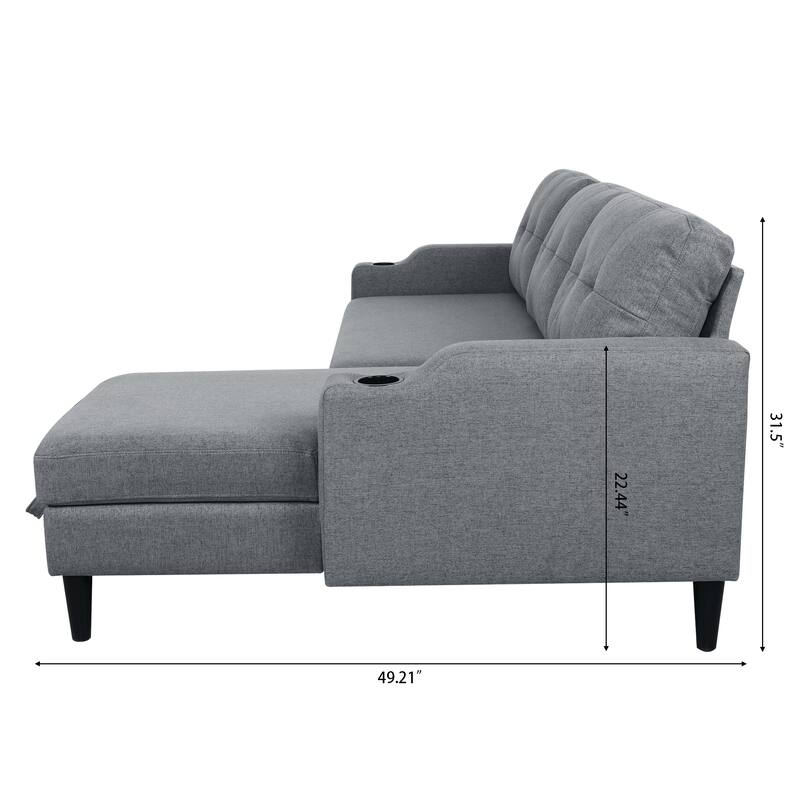 74.8" Fabric Sofa with Storage and Solid Wood Frame, 660lb Capacity