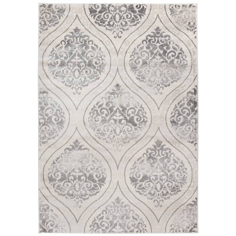 Porch & Den Pascuzzi Distressed Floral Damask Area Rug