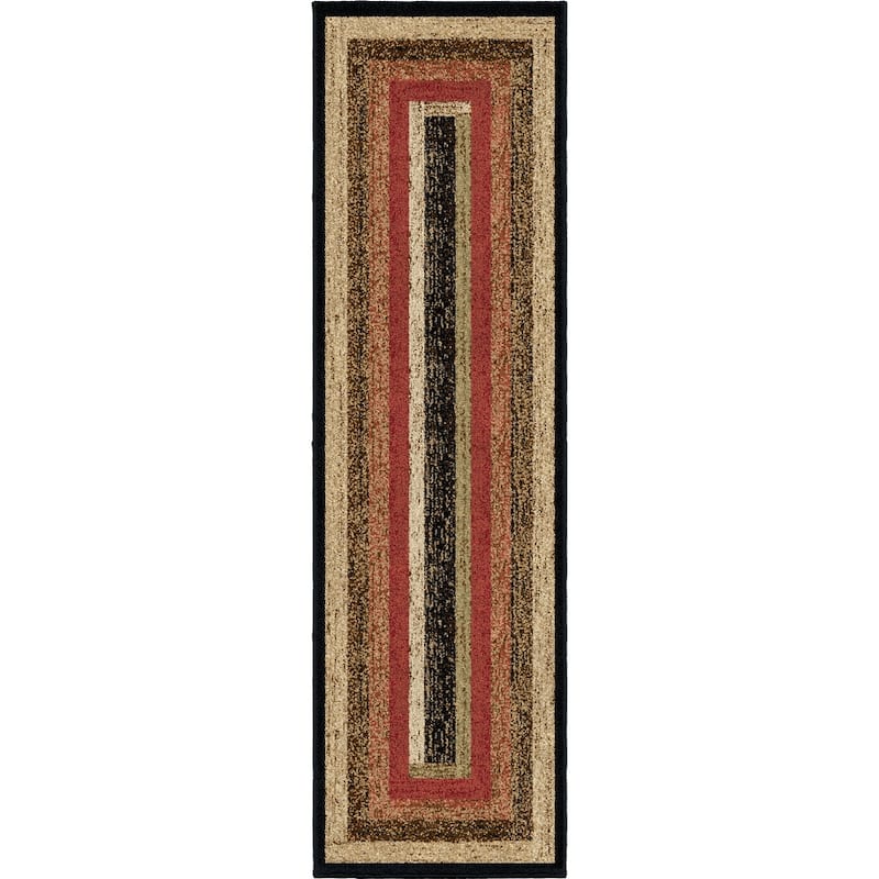 Mayberry Hearthside Rustic Panel Striped Lodge Area Rug - 2'3" x 7'7"