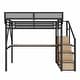 preview thumbnail 8 of 26, Loft Bed with Desk and Charging Station, Metal Loft Bed with Stairs and Light for Kids and Teens