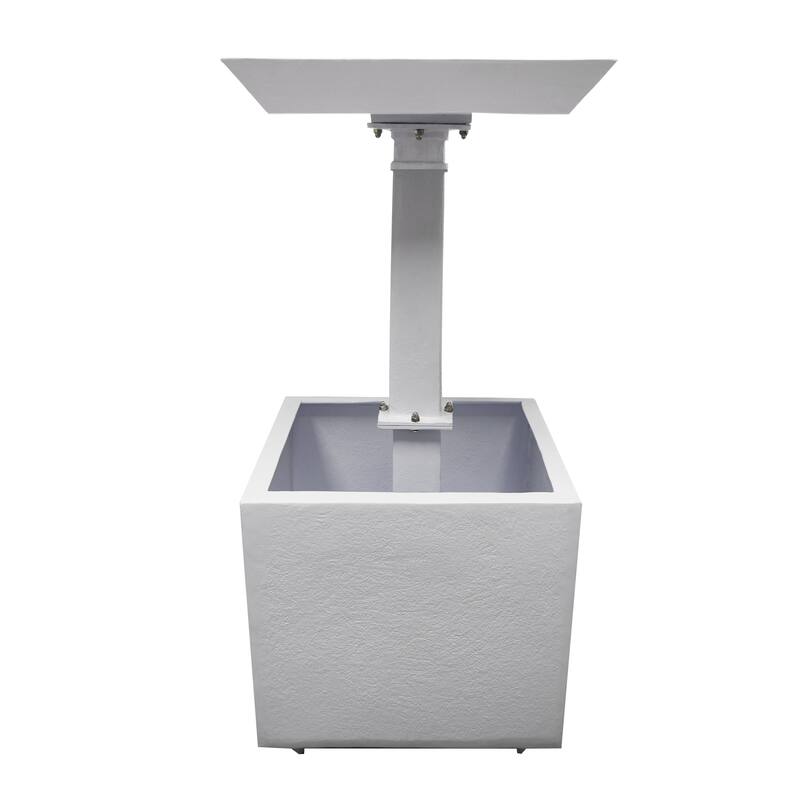 Modern Square Cast Aluminum Metal 35-in Bird Bath and Planter Vase Combo