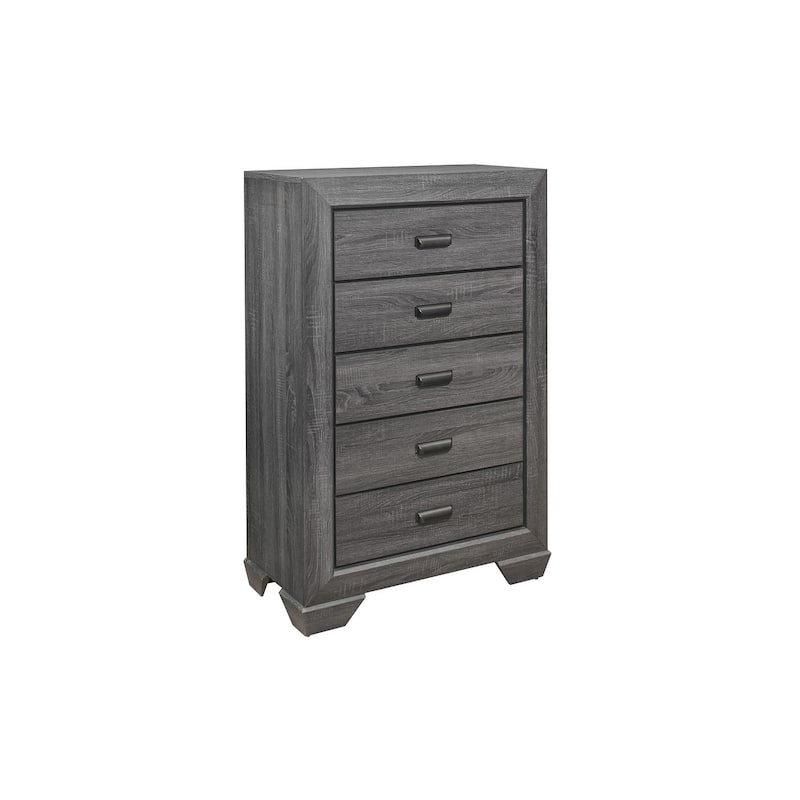 Valli 5 Piece Gray Modern Rustic Panel Bedroom Set