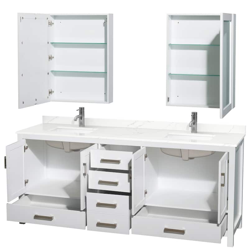 Wyndham Collection WCS141480D-QTZ-UNSMED Sheffield 80" Free Standing