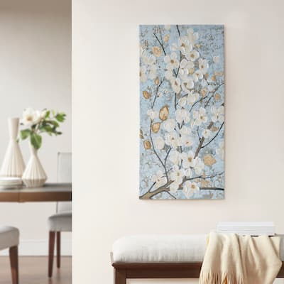 Madison Park Luminous Bloom Gold Foil and Hand Embellished Floral Canvas Wall Art