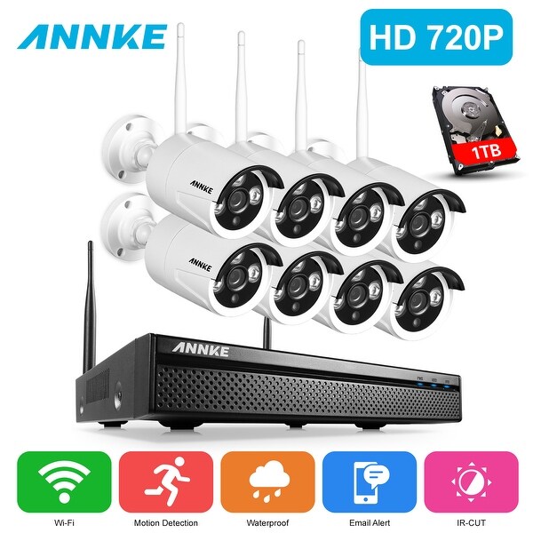 ANNKE 8CH 720P HD Wi-Fi Network Wireless Video Cameras Security System